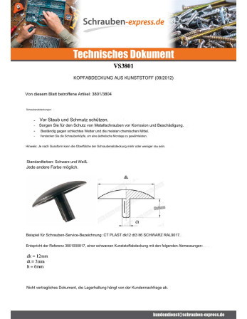 1 x Schraubenkopfabdeckung Polyethylen...