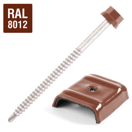 1 x Selbstbohrende Schrauben mit Reiter für Dächer 2 stück Type E1 RAL8012 rotbraun 6,3 x 100