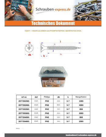 1 x Eimer Von 850 Schraube für Gipsplatte...