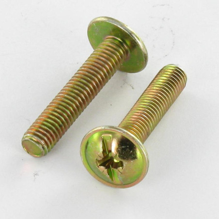 1 x Schraube Flachrundkopfschraube POZI und gespalten M4X22 Dichromat
