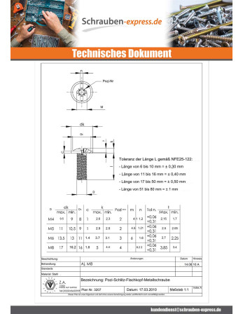 1 x Schraube Flachrundkopfschraube POZI und...