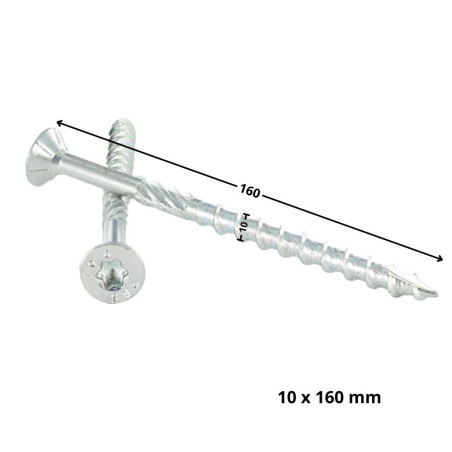 1 x Rahmenschraube tekor Senkkopfschraube Gezahnt T40 10 x 160 Mit Gewinde 80 cut Bohrspitze mit Typ 17 Spitze Verzinkt