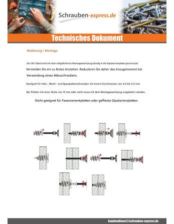 1 x Dübel Nylon Fischer GKS mit Schrauben