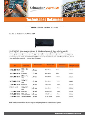 1 x Dübel Rawlnut M5x25 CODE 8692