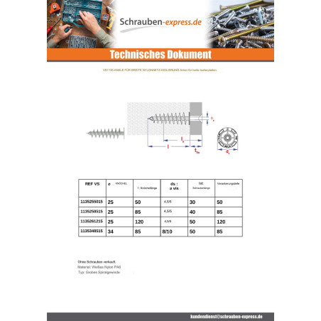 1 x Dübel Isolierung gewing FETT 25x50 Nylon
