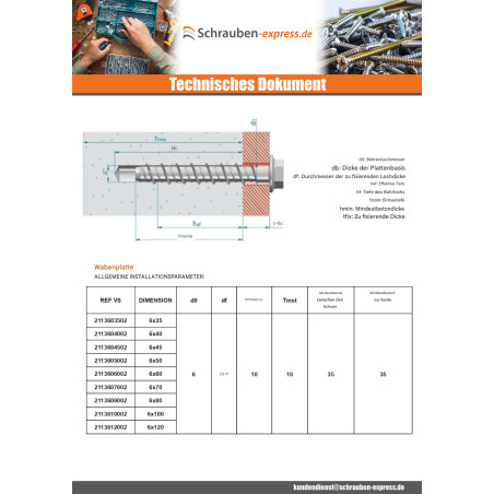 1 x Betonschraube Sechskantkopf Kreuzschlitz mit Flansch T10 6x100 Verzinkt