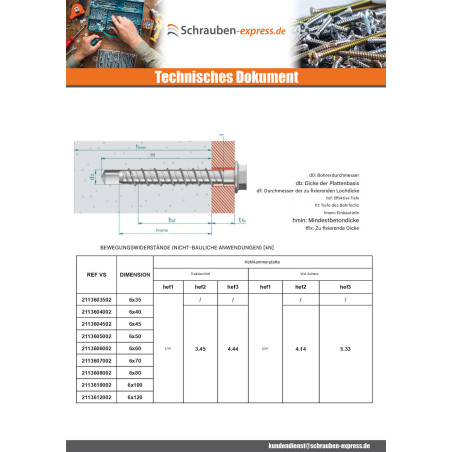 1 x Betonschraube Sechskantkopf Kreuzschlitz mit Flansch T10 6x100 Verzinkt