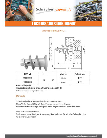 1 x Dübel Nylon Fischer Torwart