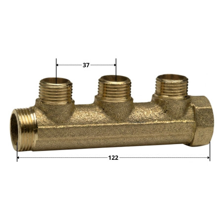 1 x Verteiler 3 Ausgänge 26x34 (1") Männlich weiblich Messing für Sanitärinstallationen