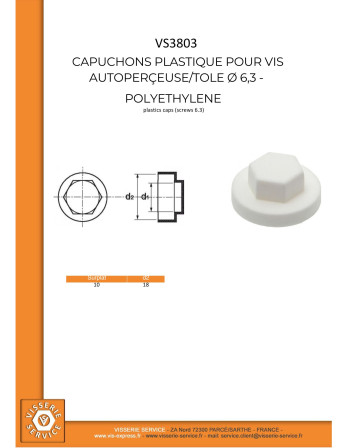 1 x Kappe Sechskantkopf Polyethylen RAL1021 für...