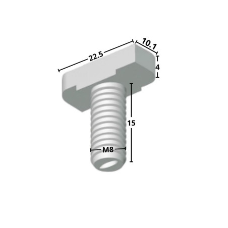1 x Metallschrauben Hammerkopf M8x15 für 28/15 Profile Klasse 8.8 mit Nuss Rohstahl