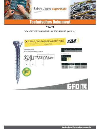 1 x Spanplattenschraube CACHTOR 6X38 Verzinkt