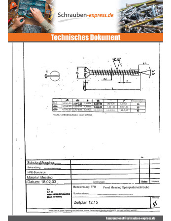 1 x Spanplattenschrauben Flacher Senkkopf...