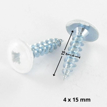 1 x Spanplattenschrauben Flachrundkopfschraube Pozi N°2 4X15 Gesamtgewinde Verzinkt RAL9016 signalweiß FLÜSSIG
