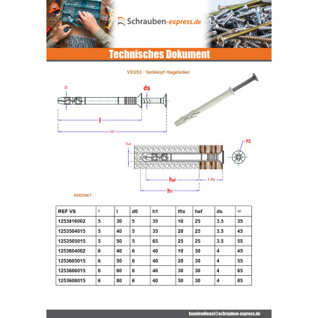 1 x Einschlaganker Nagelschraube Edelstahl A2 8x80