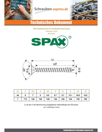 1 x Spax Holzschraube Senkkopfschraube T20 5X70...