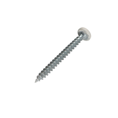 1 x Spanplattenschrauben Rundkopf Pozi N°2 5X50 Verzinkt Weißer Lack RAL9010 reinweiß