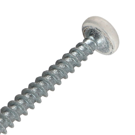 1 x Spanplattenschrauben Rundkopf Pozi N°2 5X50 Verzinkt Weißer Lack RAL9010 reinweiß