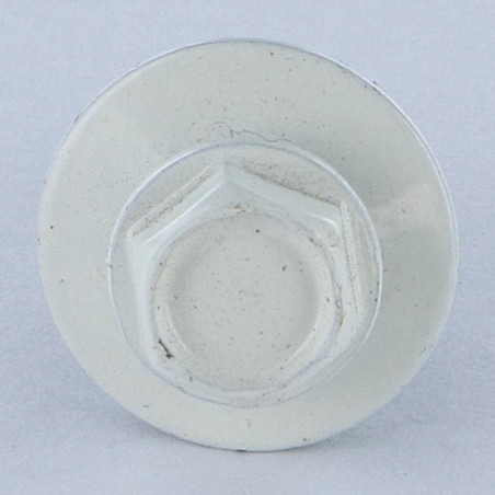 1 x Selbstbohrende Schrauben Sechskantkopf 4,8 x 19 Scheibe mit EPDM Neopren-Dichtung Verzinkt RAL9010 reinweiß