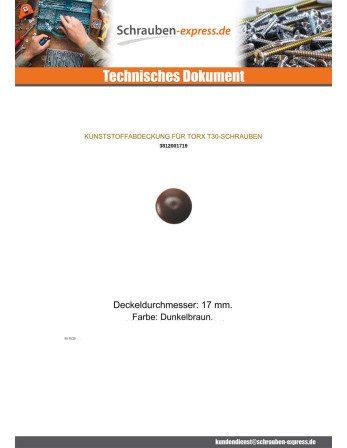 1 x Schraubenkopfabdeckung T30 Kopf-Durchmesser...