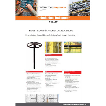 1 x Befestigung Fischer Für ISOLIEREND DHK 45/40