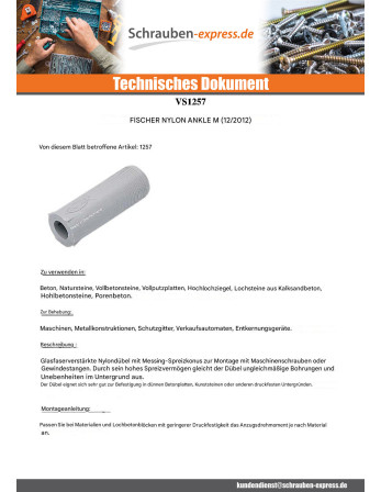 1 x Dübel M Fischer M8