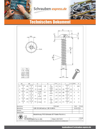 1 x Schraube PVC Flachrundkopfschraube Pozi 2...