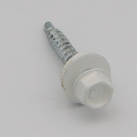 1 x Selbstbohrende Schrauben Sechskantkopf 4,8 x 35 Scheibe mit EPDM Neopren-Dichtung Verzinkt RAL9010 reinweiß