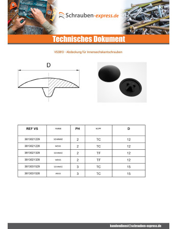 1 x Schraubenkopfabdeckung Phillips 2...