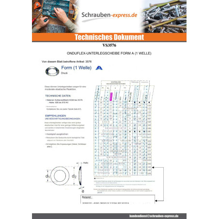1 x Scheiben/Unterlegscheibe ONDUFLEX M12 Rohstahl Type für 1 Wellen