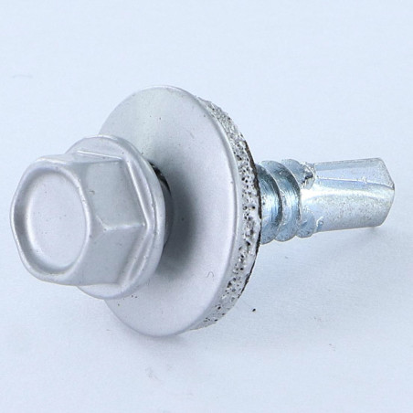 1 x Selbstbohrende Schrauben Sechskantkopf 5,5 x 25 Scheibe mit EPDM Neopren-Dichtung Verzinkt RAL9006 weißaluminium