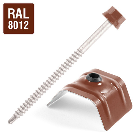 1 x Selbstbohrende Schrauben mit Reiter für Dächer 2 stück Type C1 RAL8012 rotbraun 6,3 x 100