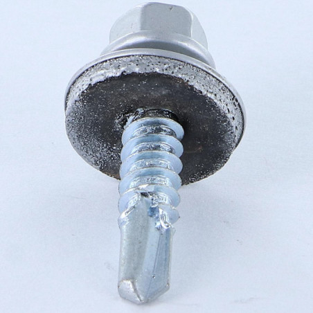 1 x Selbstbohrende Schrauben Sechskantkopf 5,5 x 25 Scheibe mit EPDM Neopren-Dichtung Verzinkt RAL9006 weißaluminium