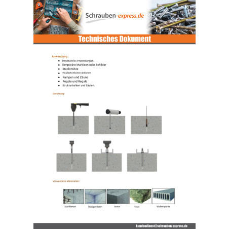 1 x Betonschraube Doppelt gewing T5 6X120 M8 Verzinkt