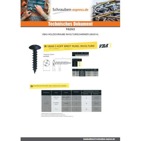 1 x Spanplattenschrauben Binder INVOLTUR 6x40 Stahl schwarz verzinkt