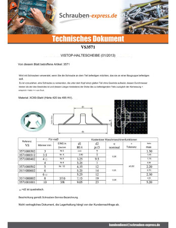 1 x Scheiben/Unterlegscheibe ZURÜCKBEHALTUNG...