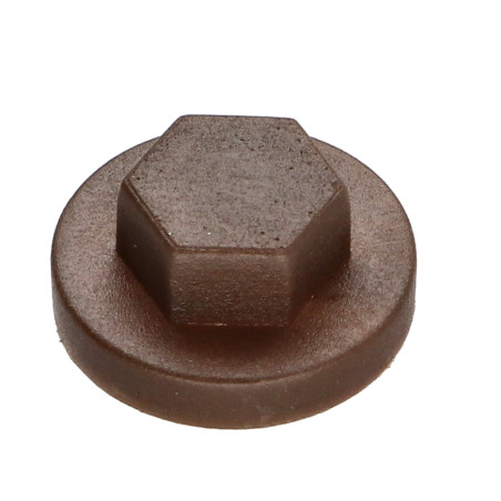 1 x Kappe Sechskantkopf Polyethylen RAL8014 sepiabraun für Bohrschrauben oder Blechschrauben Ø 6.3