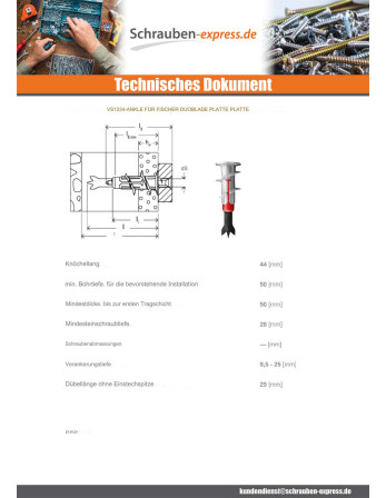 1 x Dübel DUOBLADE Fischer Ohne Schraube