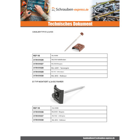 1 x Selbstbohrende Schrauben mit Reiter für Dächer 2 stück Type C1 RAL7016 anthrazitgrau 6,3 x 100