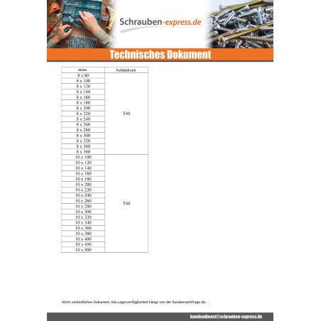 1 x Spanplattenschrauben Tellerkopfschrauben T40 10X200 Verzinkt