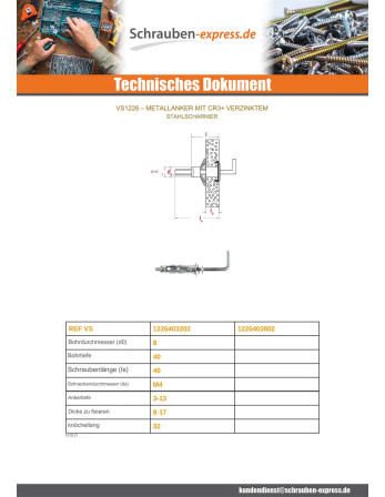 1 x Metalldübel 4x32 für Haken Verzinkt