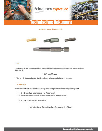 1 x Biteinsatz Industrielle Qualität 1/4" E6.3...