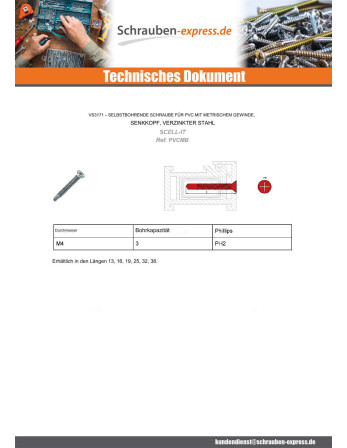 1 x Selbstbohrende Schrauben PVC Metalle...