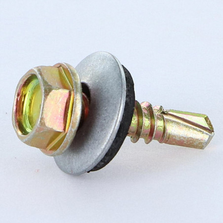 1 x Selbstbohrende Schrauben Sechskantkopf 4,8 x 19 Scheibe mit EPDM Neopren-Dichtung Dichromat