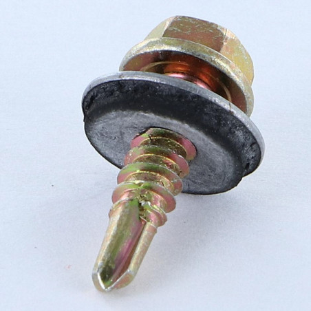 1 x Selbstbohrende Schrauben Sechskantkopf 4,8 x 19 Scheibe mit EPDM Neopren-Dichtung Dichromat