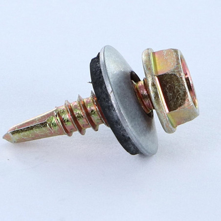 1 x Selbstbohrende Schrauben Sechskantkopf 4,8 x 19 Scheibe mit EPDM Neopren-Dichtung Dichromat
