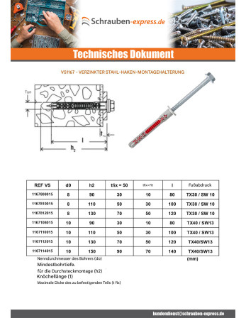 1 x Dübel DUOXPANF Sechskantkopf 10x230 Fischer...
