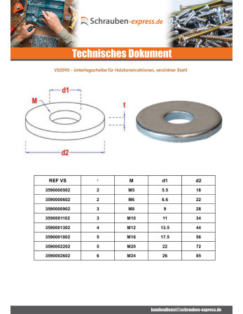 1 x Scheiben/Unterlegscheibe für den Bau Holz...