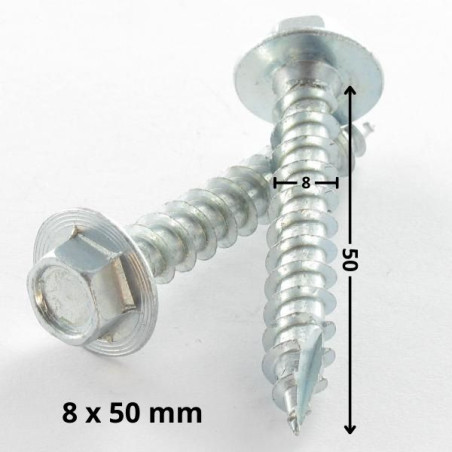 1 x Spanplattenschrauben TEKOR Sechskantkopf Kreuzschlitz mit Flansch 8X50 Verzinkt cut Bohrspitze mit Typ 17 Spitze