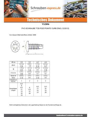 1 x Schraube PVC Zylindrischer Halbrundkopf...